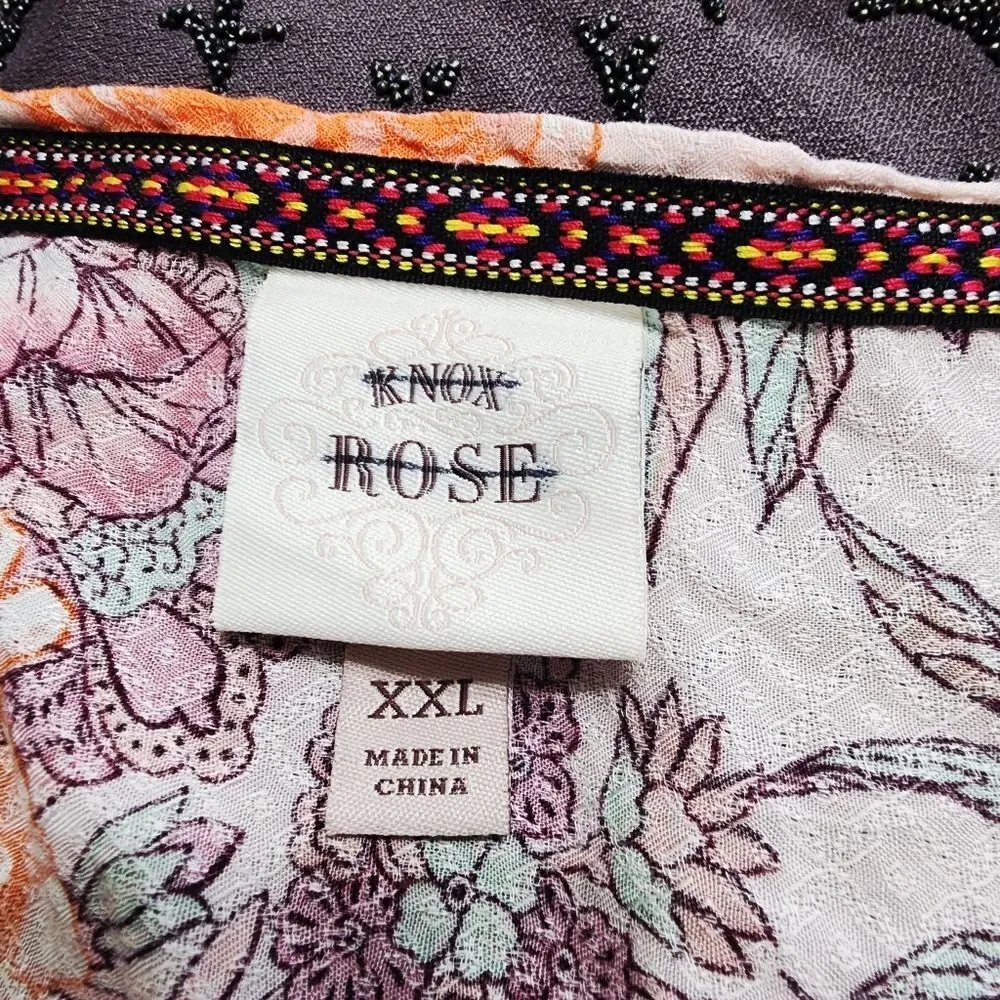 Knox Rose Kimono XXL Floral Pink Purple Open Front Swimcover